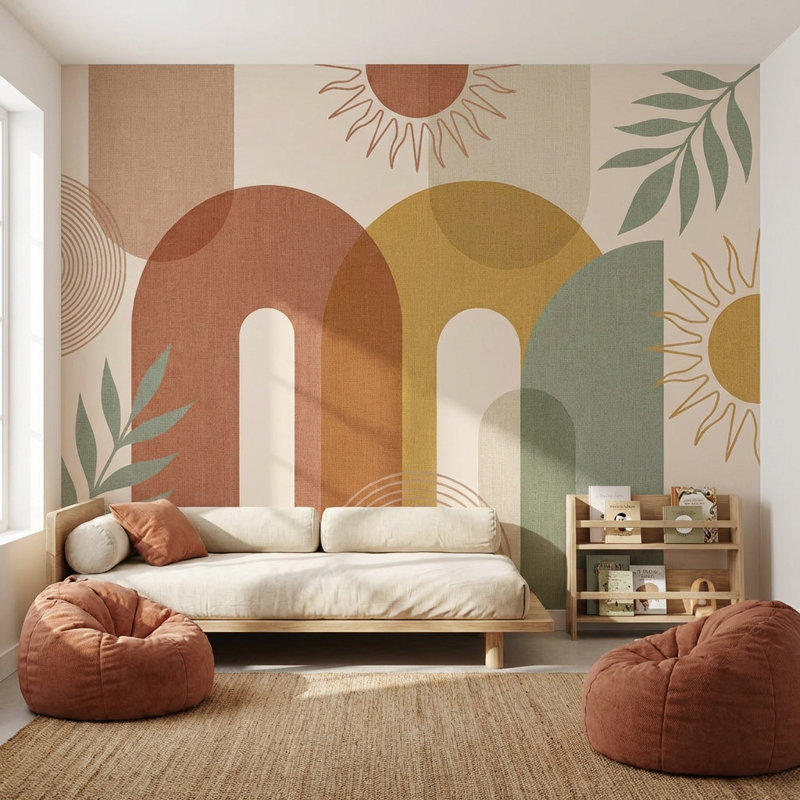 Papier peint géométrique abstrait et amovible, décoration murale moderne, Peler et coller, 200 po x 120 po