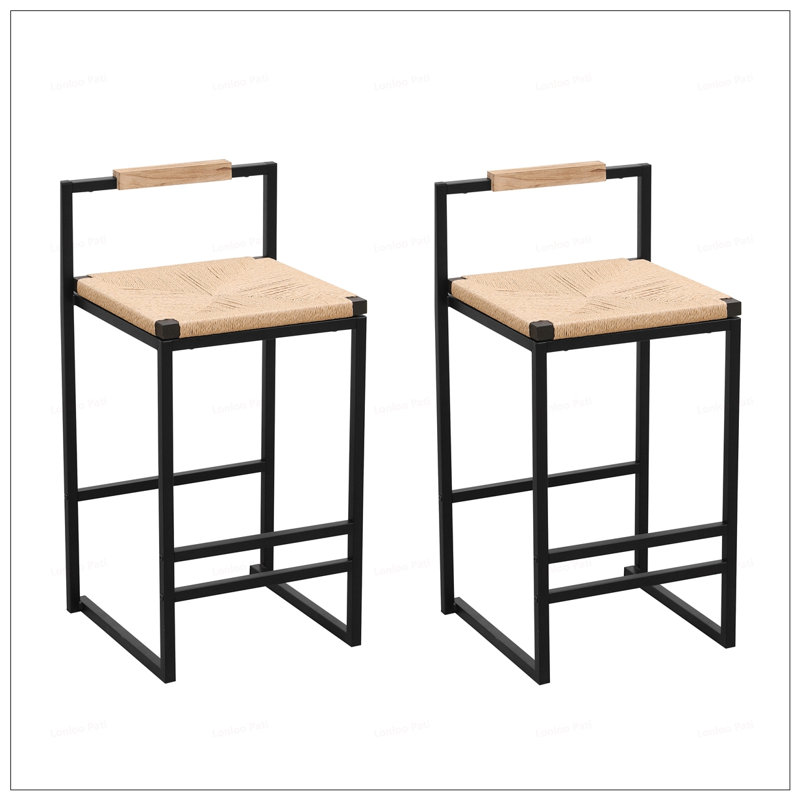 Tabourets de bar en papier avec dossier en métal