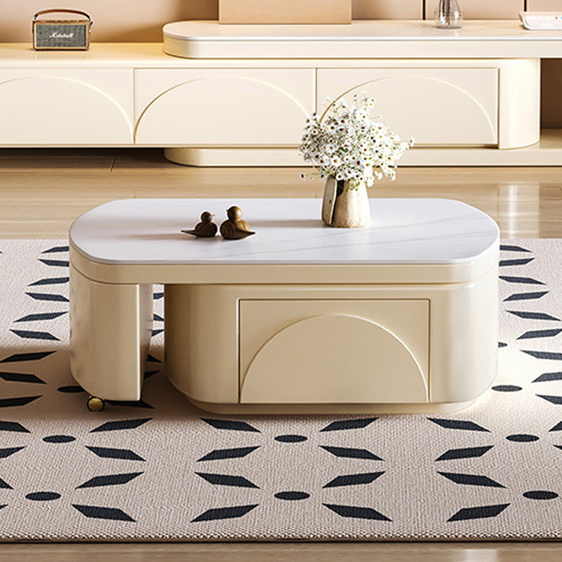 Table basse à piédestal extensible avec rangement