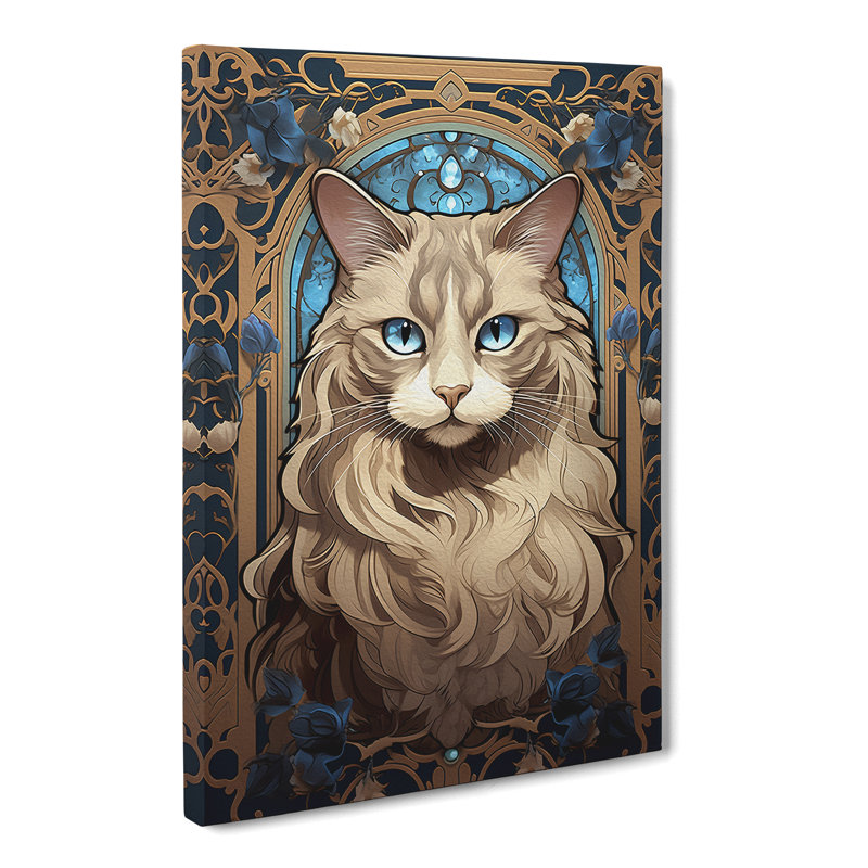 Ragdoll Cat Nouveau - Wrapped Canvas Print, 60cm H x 40cm W x 3cm D
