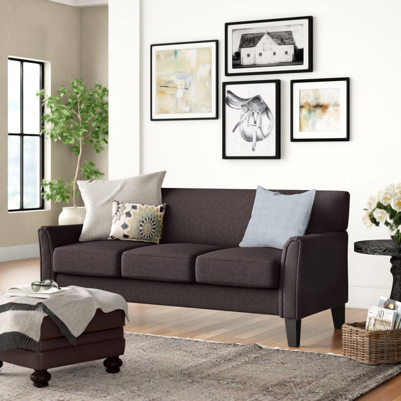 Abarca Upholstered 76.5'' Sofa, Heathered Dark Gray Linen