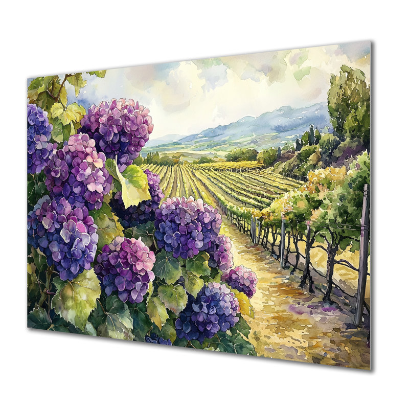 Hydrangeas in the Vineyard - Hydrangea, impression murale sur métal, H 12 po x l 20 po