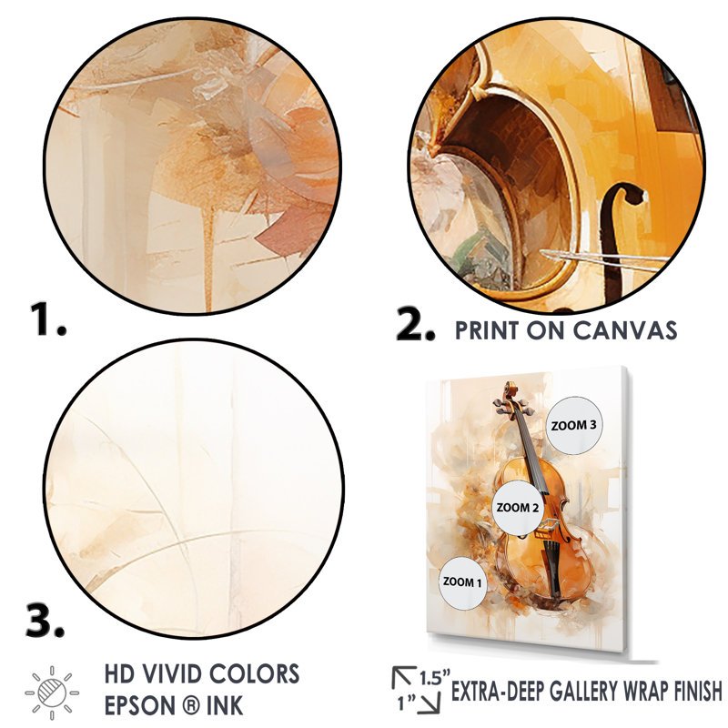 Violon mandoline Melody Sienna Serenade II sur toile, Toile tendue, H 40 po x l 30 po x P 1,5 po