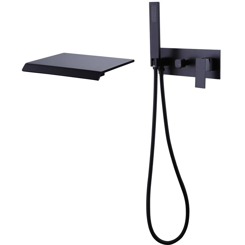2 Handle Wall Roman Tub Faucet with Diverter, Matte Black