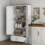 Armoire de rangement de 69 po de hauteur avec garde-manger autoportant Farmhouse, 2 portes, tiroir et tablettes réglables pour la salle à manger, blanc-1499152961