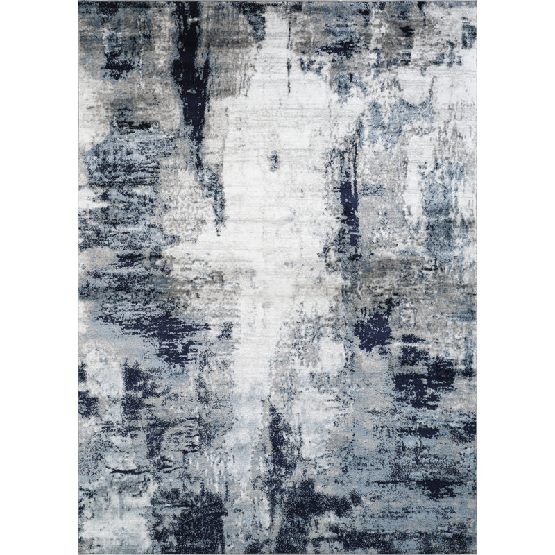 Abstract Area Rug, Rectangle 140 x 200 cm, Black/Grey