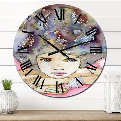 Portrait abstrait d'une jeune femme - horloge murale glamour