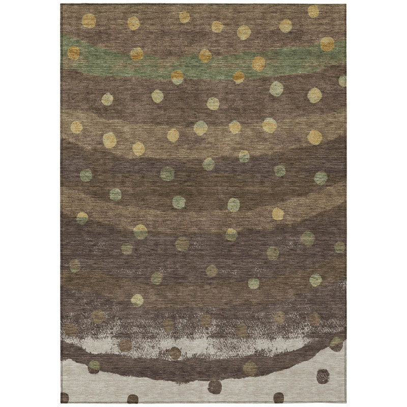 Machine Washable Indoor/Outdoor Chantille ACN2696 Stripes Rug, Chocolate, 5' x 7'6"