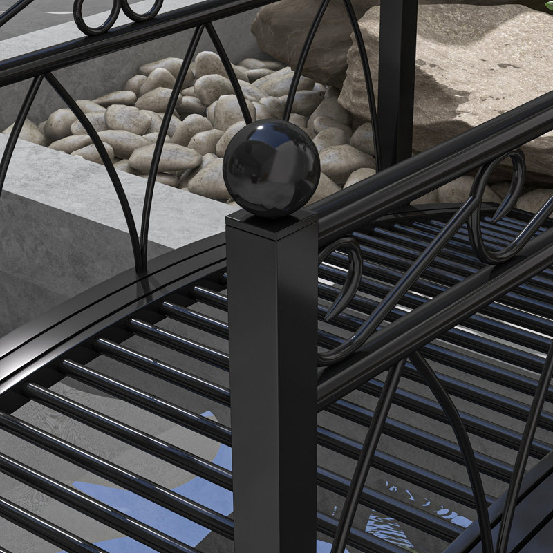 Garden Bridge with Safety Railings, Black