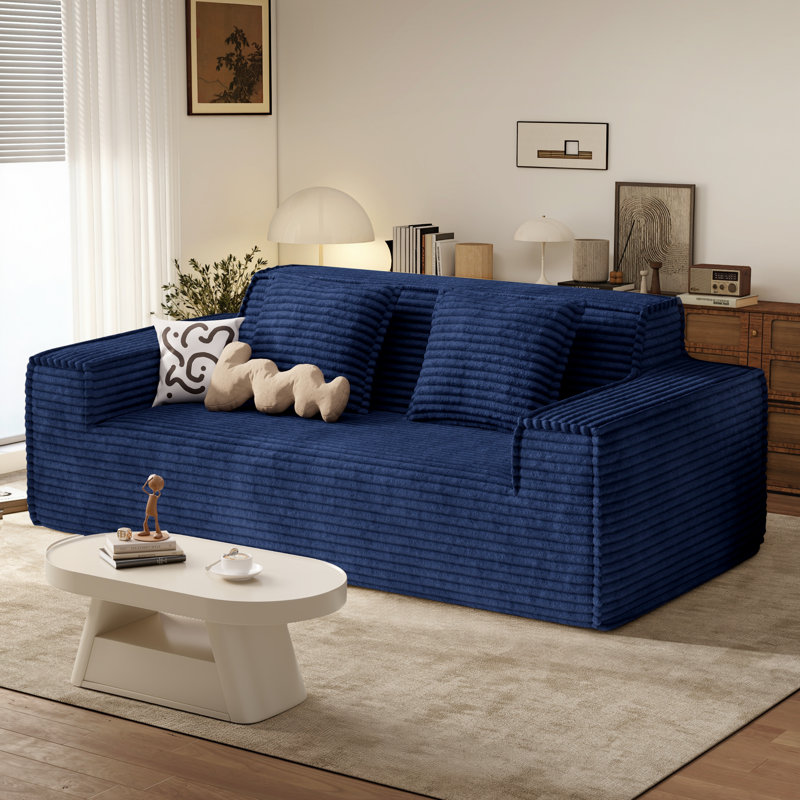 2 Seater Corduroy Loveseat, Blue