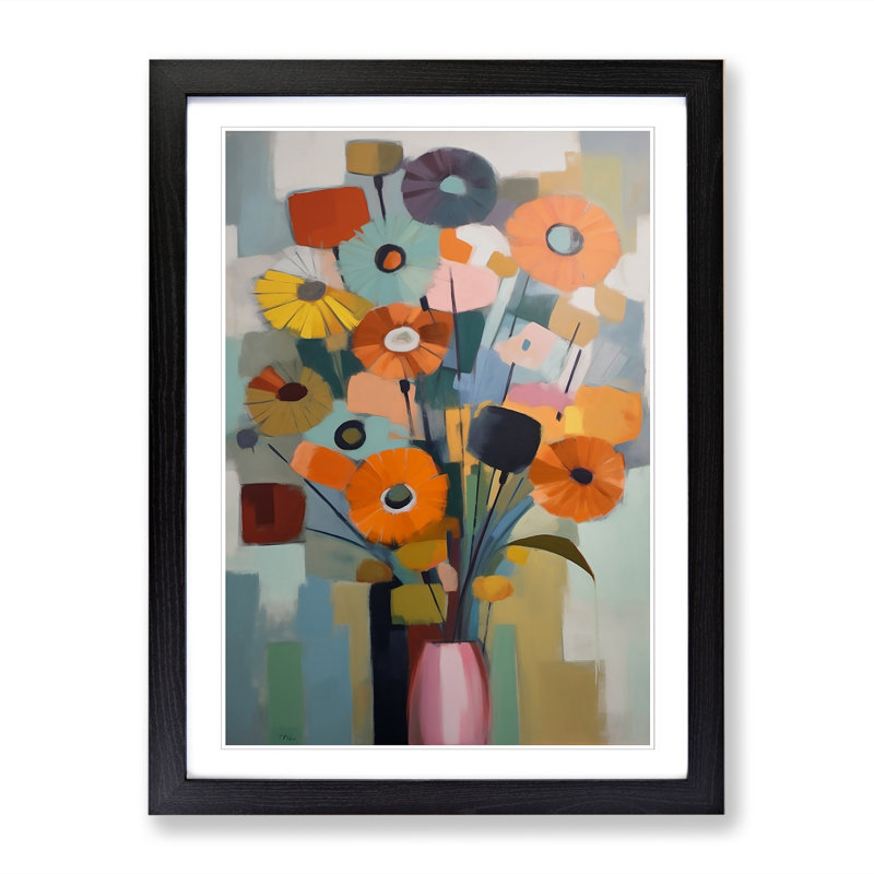 Flowers Mid Century Vol.3 - Framed Print, Oak