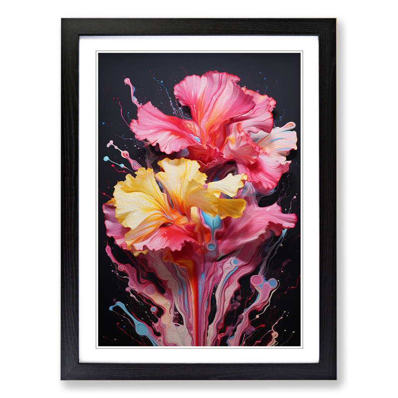 Carnation Flower Action No.3 - Single Picture Frame Print on Wood, Black , 46cm H x 34cm W x 2cm D