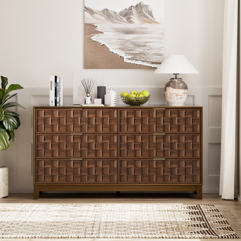 Valdean 6-Drawer 55" W Double Dresser, Chêne