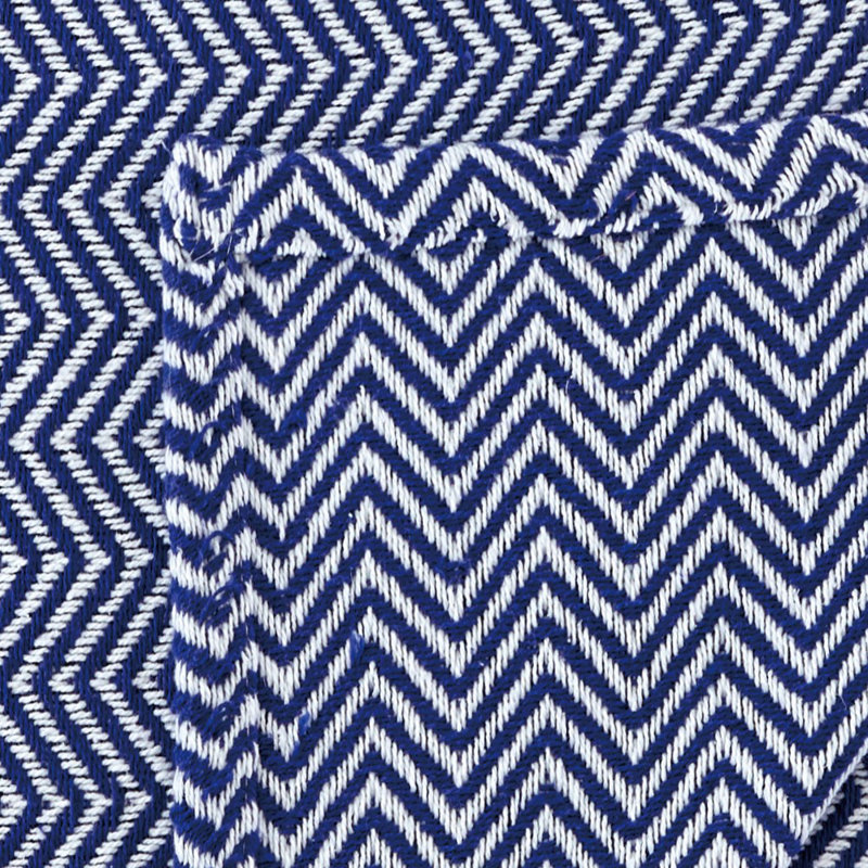 Couverture 100% coton à chevrons teints, Très grand lit, Bleu marine