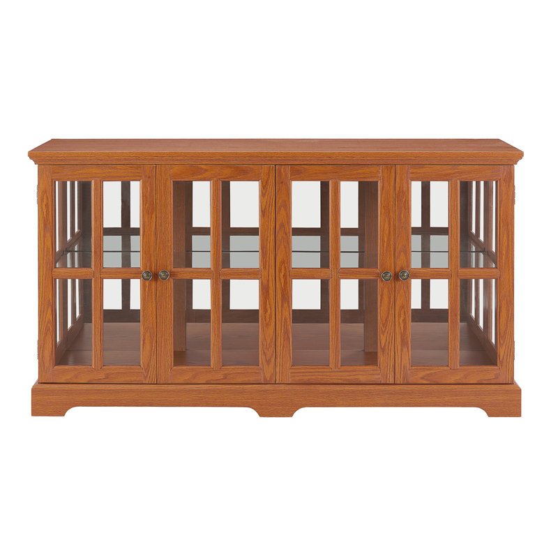 Vitrine à DEL à vitrine antique avec portes en verre et tablettes réglables pour objets de collection., Dark Oak