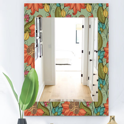 Floral Wall Mirror, Colorful Flower Decorative Accent Mirror - Colorful Floral I