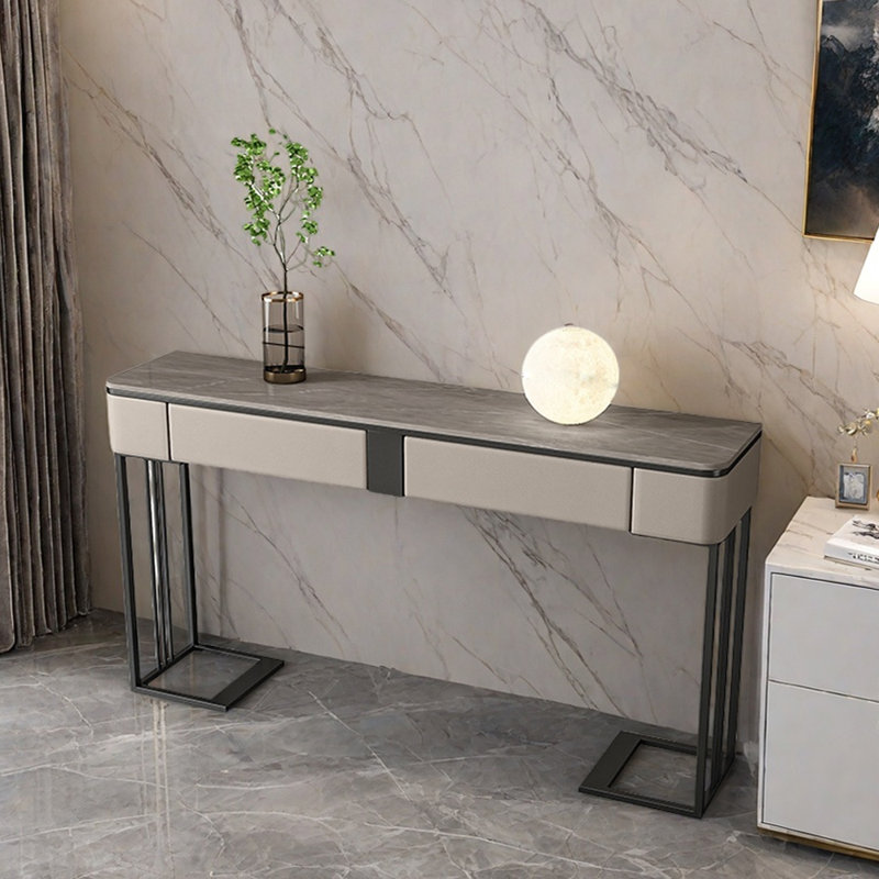 Console Nordic Luxury, H 33,5 po x l 39,4 po x P 13,8 po, Noir, Gris