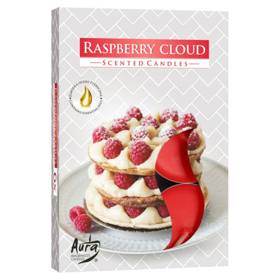 Raspberry Cloud Scented Tealight Candle with Glass Holder