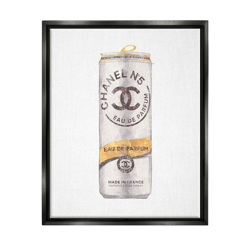 «Fashion Emblem Glam Perfume Beverage Can», art mural sur toile par Ziwei Li, Cadre flottant noir de jais