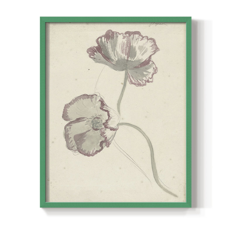 Impression florale vintage encadrée CXCIV - bois massif, H 15 po x l 12 po, Vert