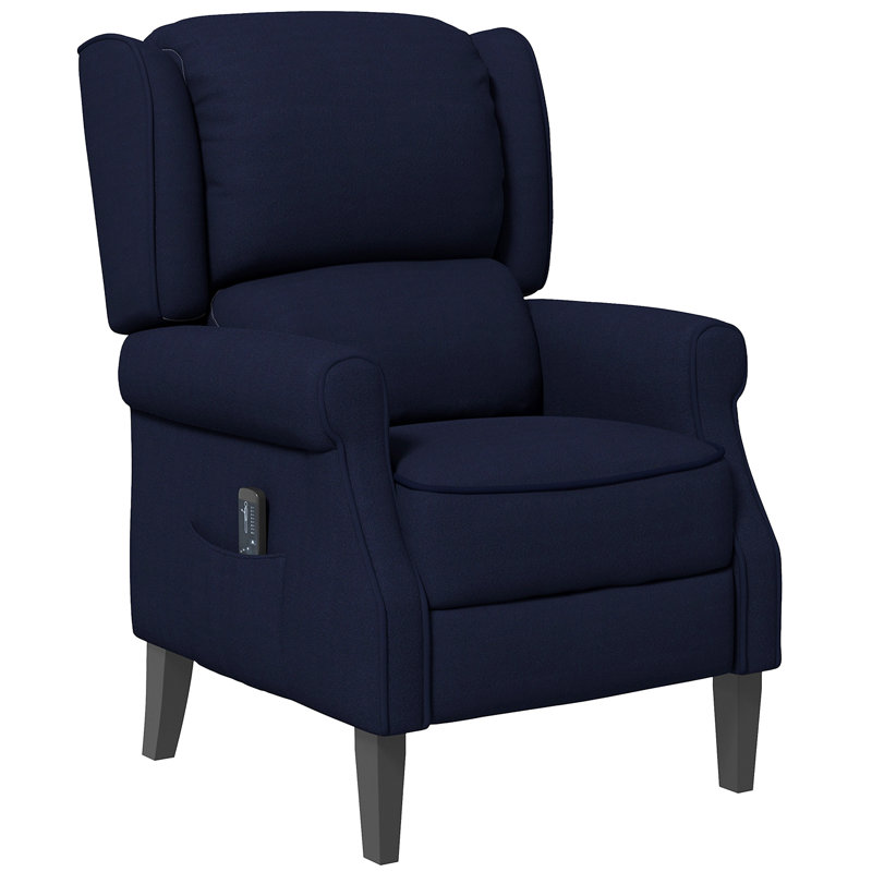 Fauteuil inclinable avec repose-pieds Massage, 100 % polyester bleu marine