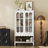 62'' H X 35 '' W Bookcase With Patterned Glass Doors And Open Shelve-2035642174