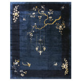 Room Size Knotted Wool Chinese - Peking Rectangle 1920s Blue Antique Rug