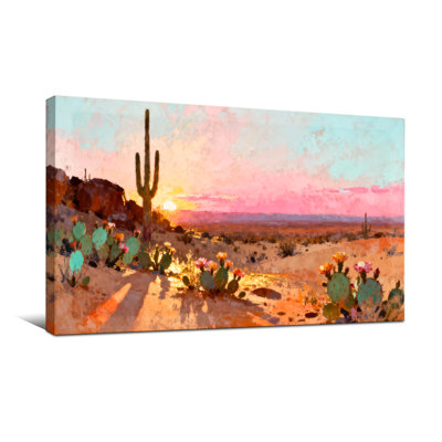 Plants &Flowers Desert Sunset Cactus Landscape Art Print