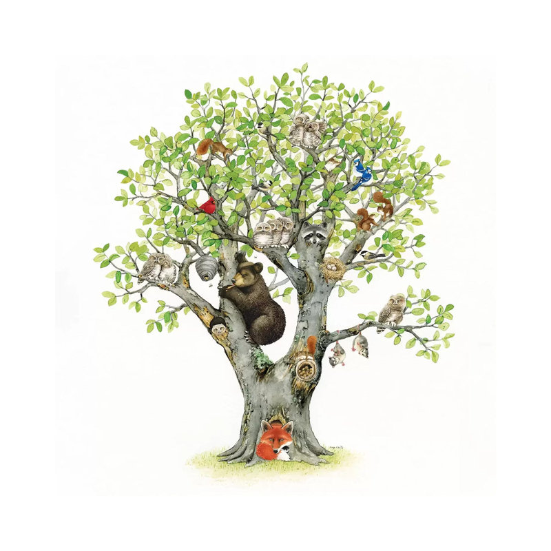 Animal Tree 1 Piece Painting on Canvas, 66.04cm H x 66.04cm W x 1.91cm D, Wrapped Canvas