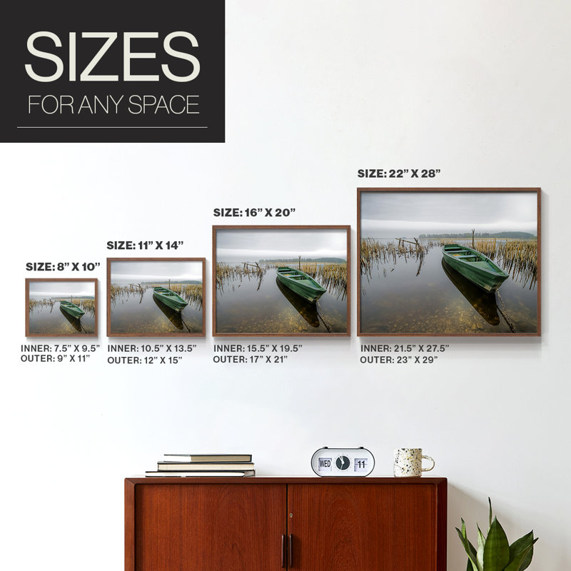 Green One -Framed Print - Restickable, Walnut, 22" H x 28" W