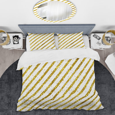 Ensemble de housse de couette en microfibre jaune / blanc 3 pièces
