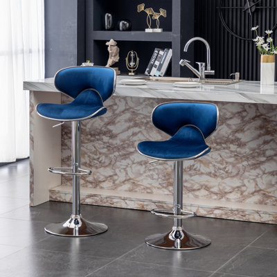 Tabouret de bar pivotant rembourré en velours Masaccio, ensemble de 2