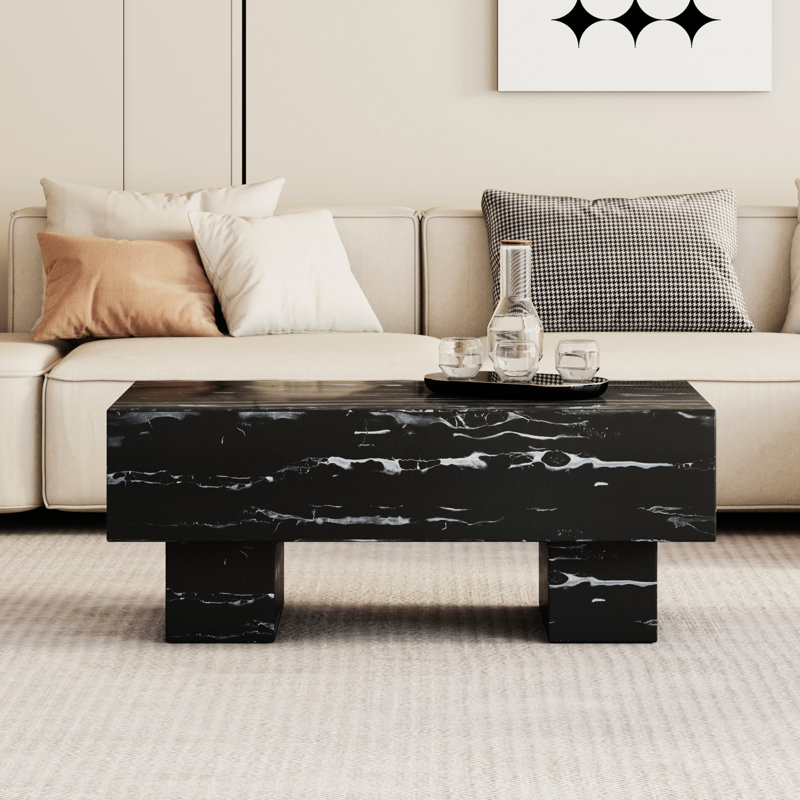 Table basse moderne de style marbré moderne, 43,3 po x 21,6 po 17,2 po, table à texture tendance, 43,3 po x 21,6 po x 17,2 po, capacité de charge élevée