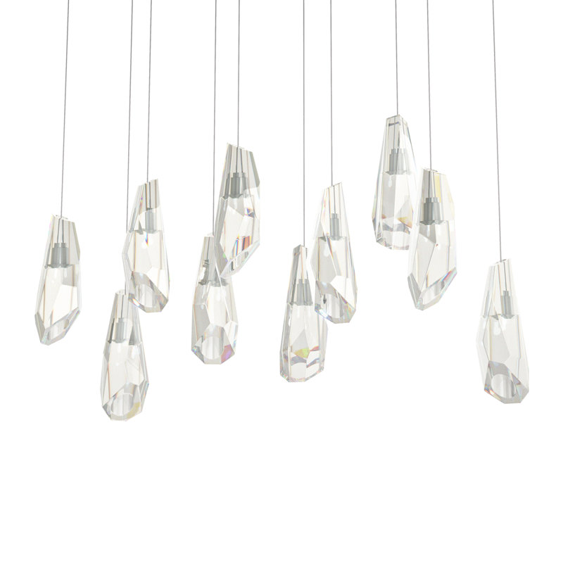 Luma 10 - Light Crystal Pendant, Vintage Platinum, 130" H