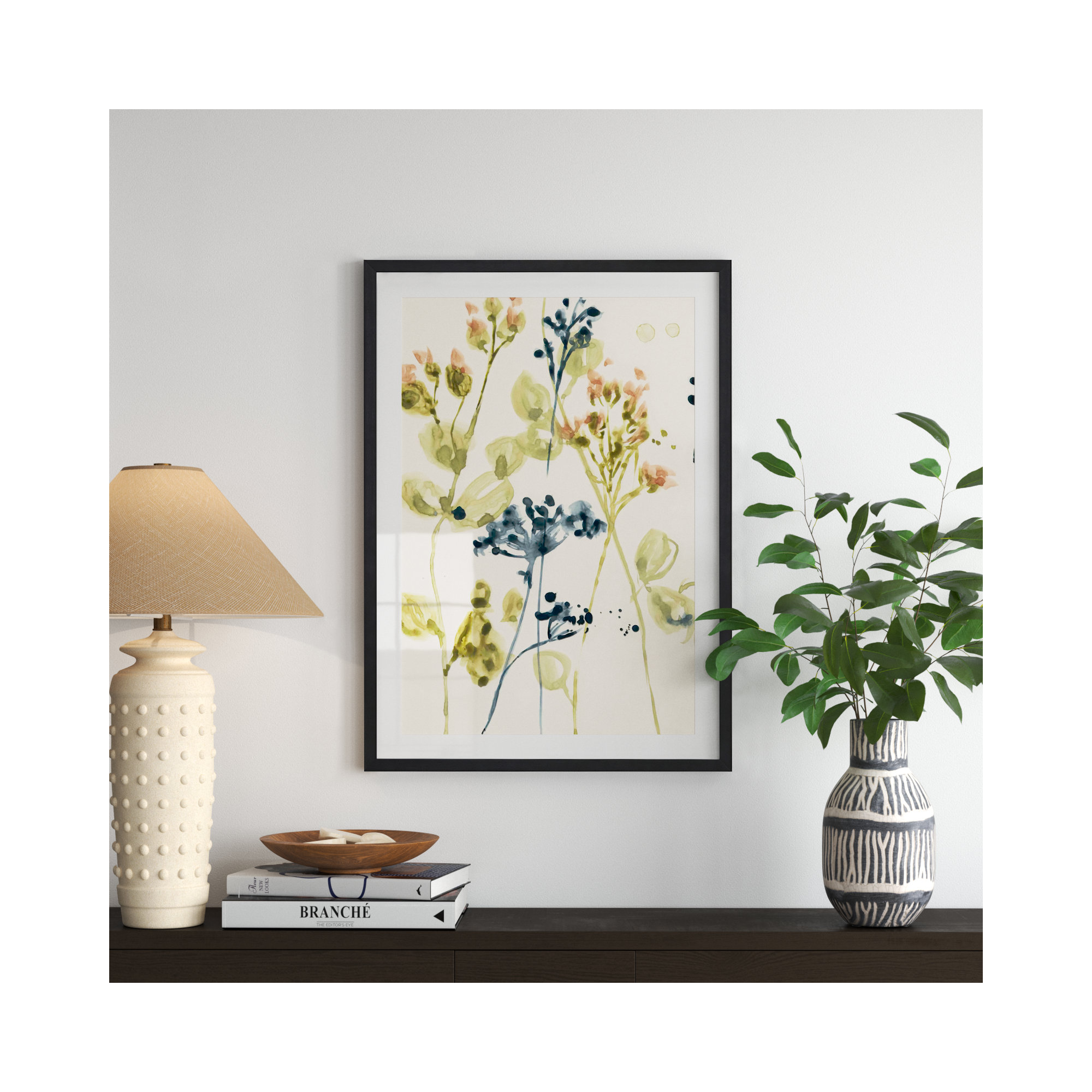 Blush Buds II by Jennifer Goldberger, Black, 36"H x 24"W