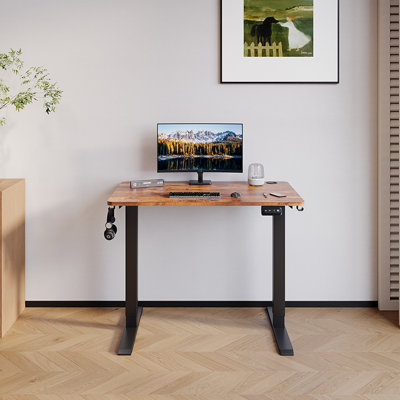 Hieronymus Electric Adjustable T-Shape Standing Desk Home Desk With Backpack Hook And Memory Smart Pannel