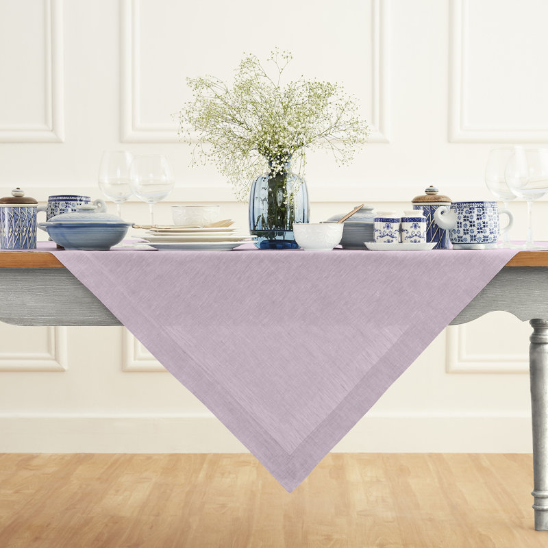 100% Pure Linen Table Throw - Athena, Chambray Lavender