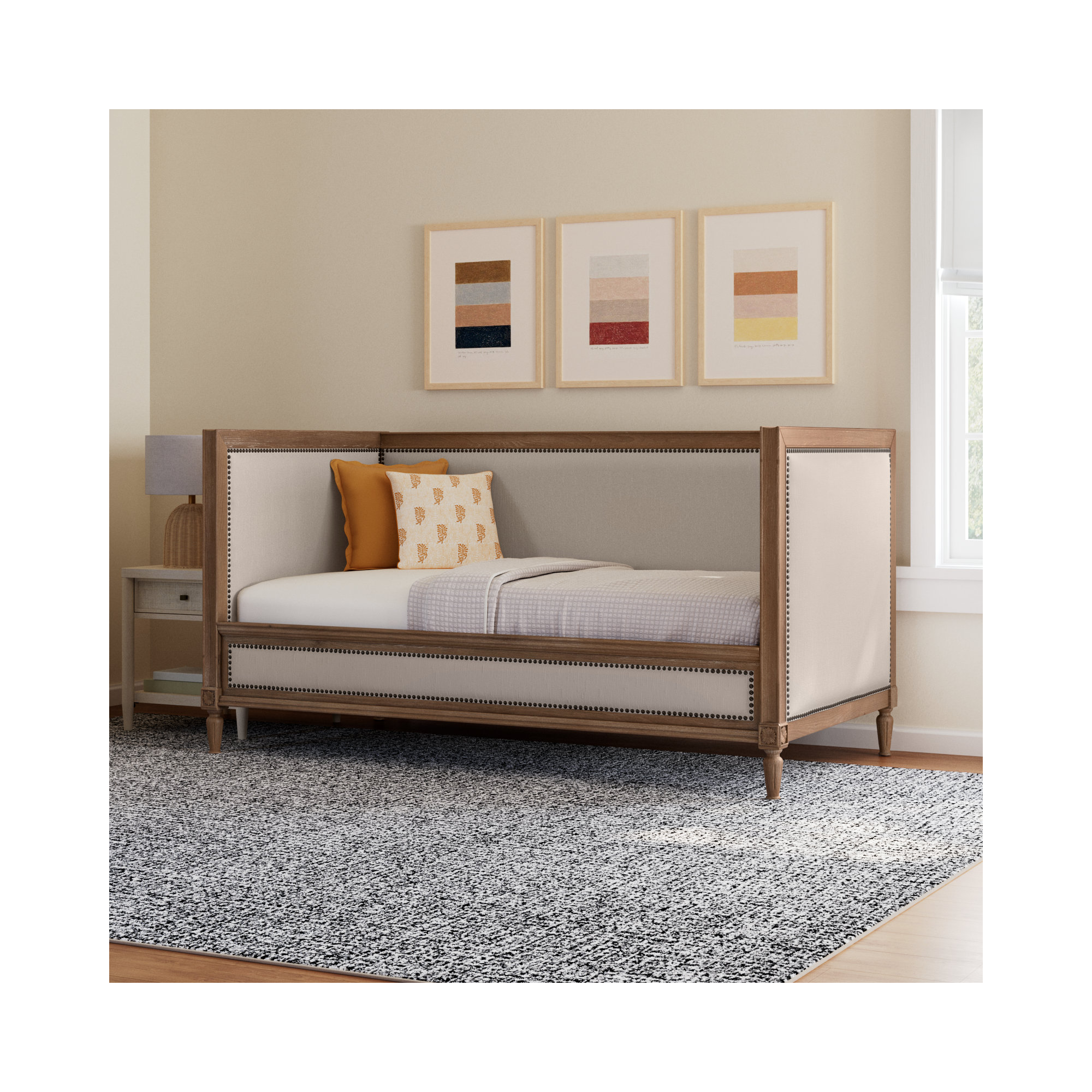 Daybed - Twin, Cream/Salvage Oak