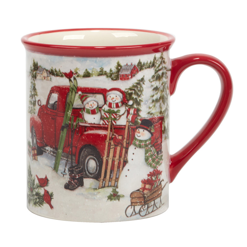 Tasses de bonhomme de neige camion rouge