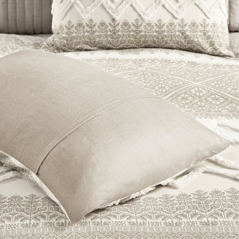 Housse de couette en coton 3 pièces double / grand, capitonnage en chenille, style frais, design, envers taupe, literie lavable double / grand avec chenille, imprimé beauté, motif, réversible, fermeture à boutons,
