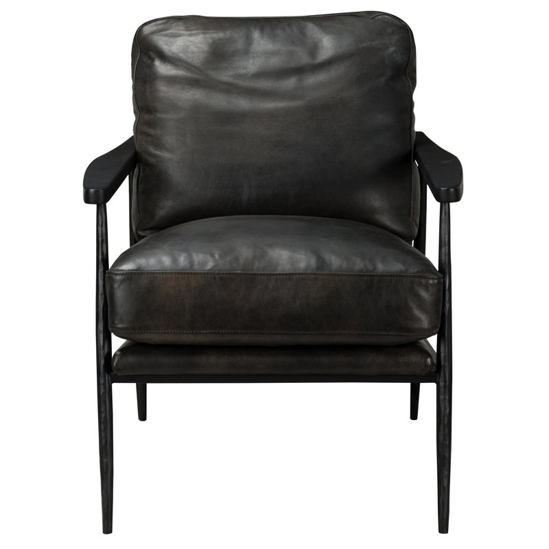 Fauteuil club en cuir Christopher, Noir / Noir