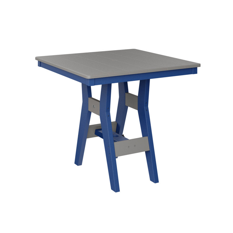 Harbor Outdoor Square Dining Table, 30.37" H x 33" W x 33" D, Pacific Blue, Light Gray
