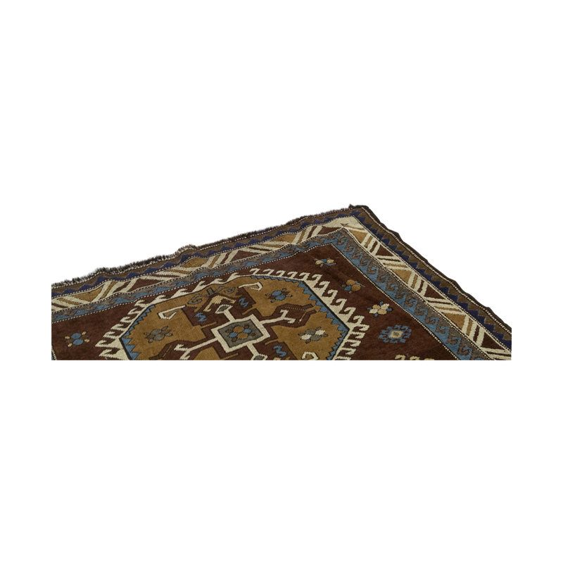 Hand-Knotted High-Quality Orange and Green Area Rug
