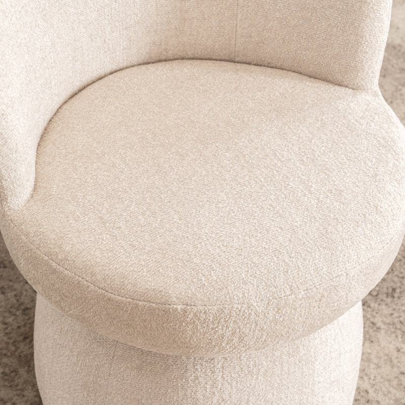 Modern Upholstered Dining Chairs, Boucle Fabric Swivel Barrel Chairs, Wingback Side Chairs, Vanity Chairs, Beige