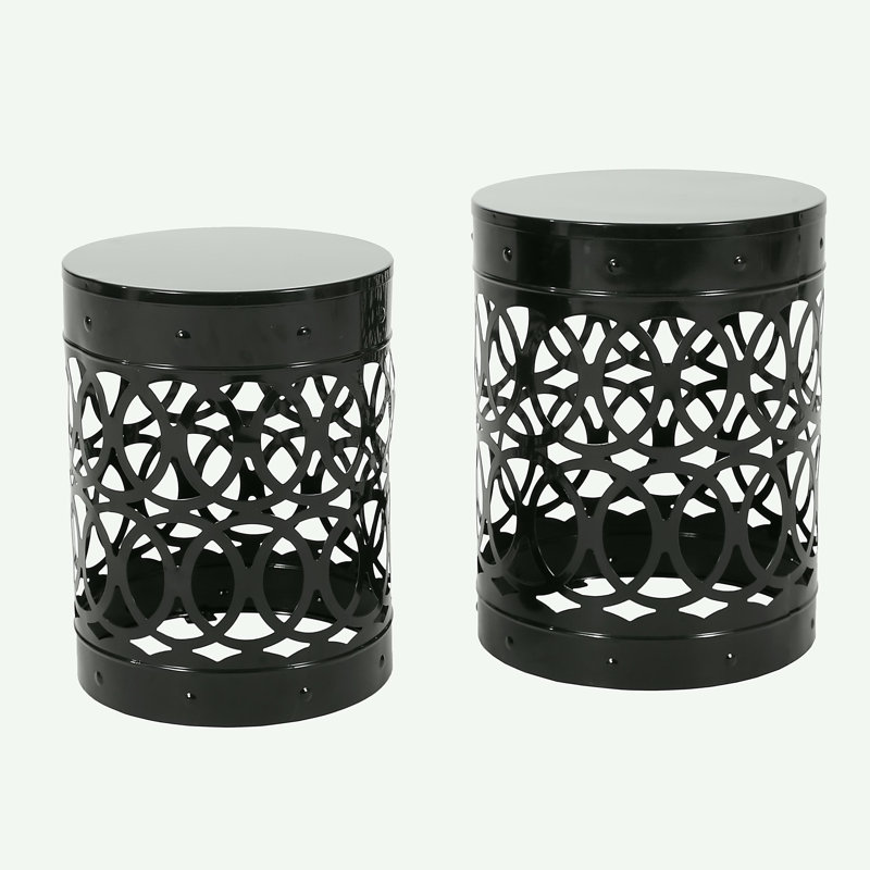 Table d'appoint d'extérieur en métal, Noir