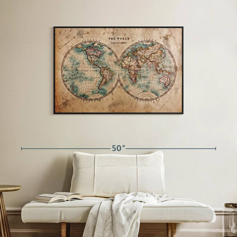Aliaz Hemisphere Map, 27" H x 40" W