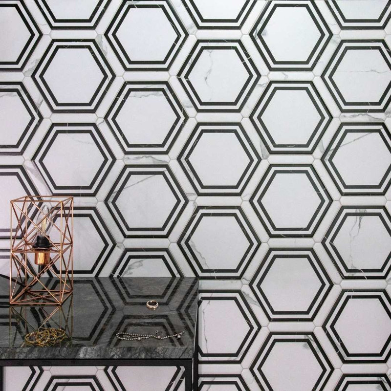 Carreau de porcelaine 8,6 po x 9,8 po Kykuit, Blanc