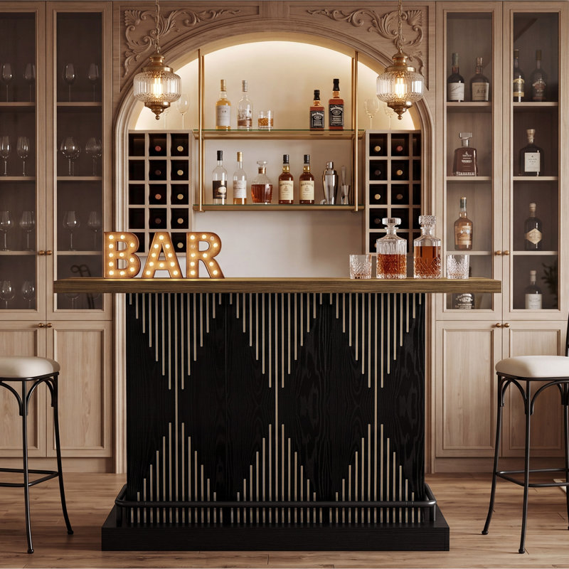 Table de bar 63 po avec tablette de rangement à 2 niveaux et repose-pieds en métal robuste