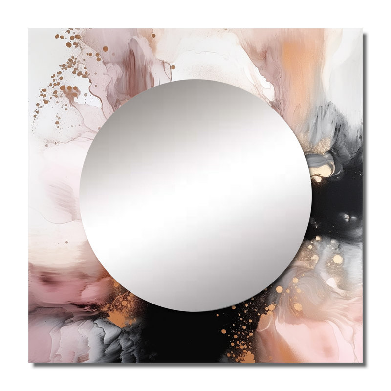 Bohao - Miroir carré abstrait en marbre pour décoration murale, 23 po x 23 po