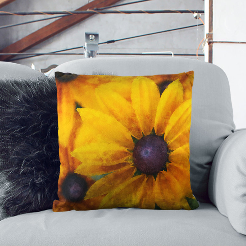 Coneflowers Cushion with Filling, White, 55cm H x 55cm W x 20cm D